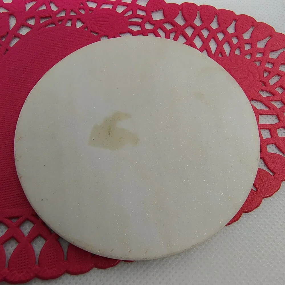 Collectible Japanese Marble Painting Small Round Geisha Girl Mountainous Scene